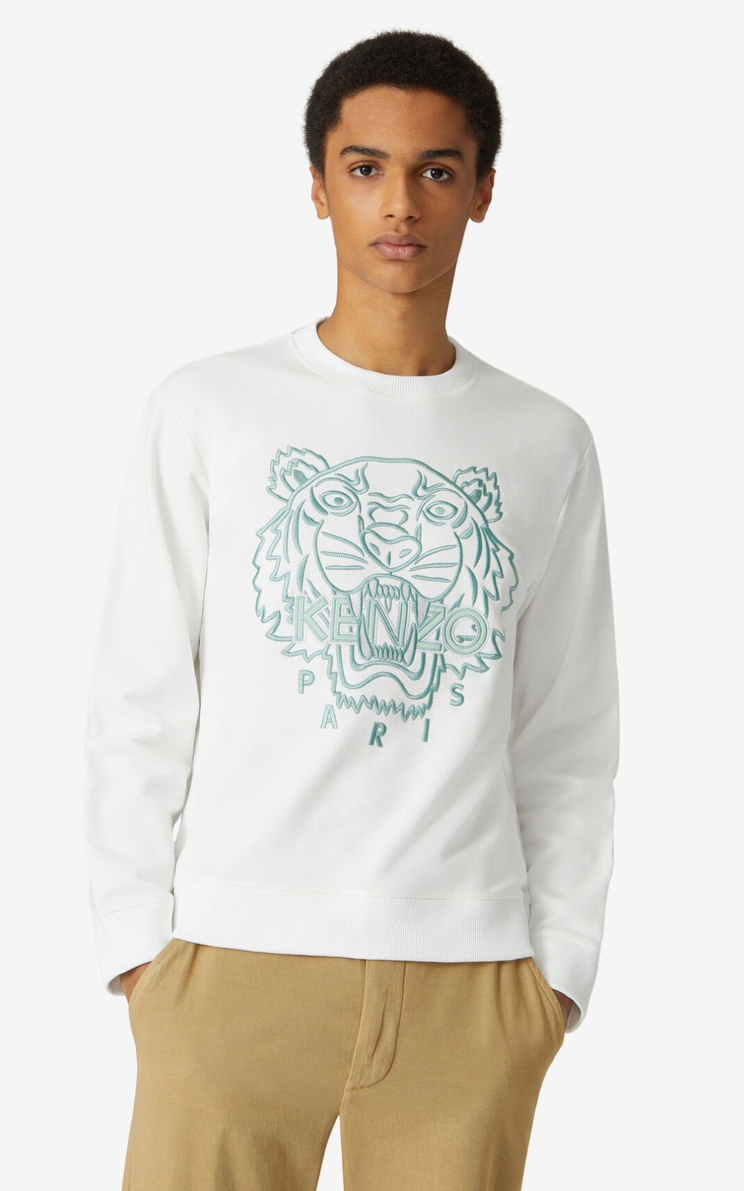 Kenzo Tiger Sweatshirt White For Mens 6257JYGAD
